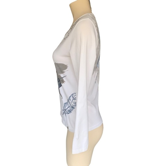 2/$10 MOVING SALE Y2K Olsen Europe Long Sleeve Top Feather Patterned Stitchwork - Picture 6 of 15